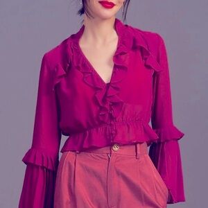 Ruffled Bell Sleeve Blouse